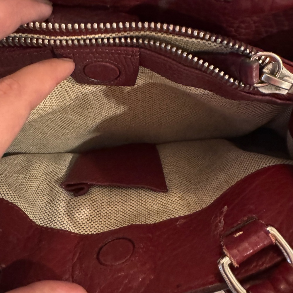 Dooney & Bourke Wine Pebbled Leather Pocket Satchel Shoulder Bag - Picture 4 of 9